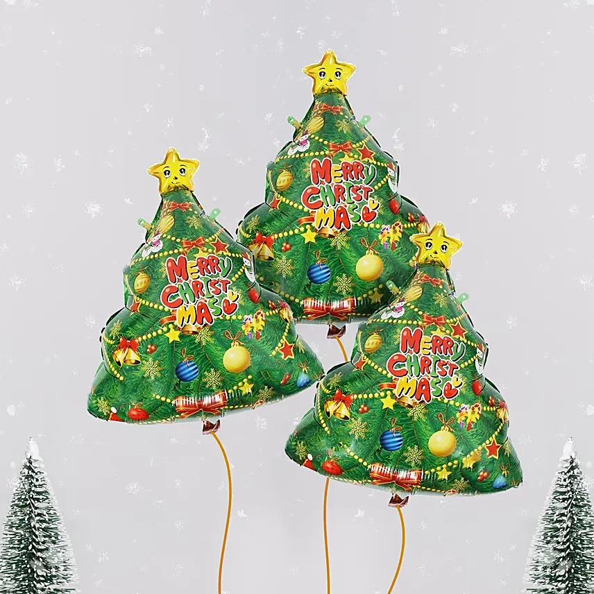 Christmas Tree Foil Balloon Set of 3