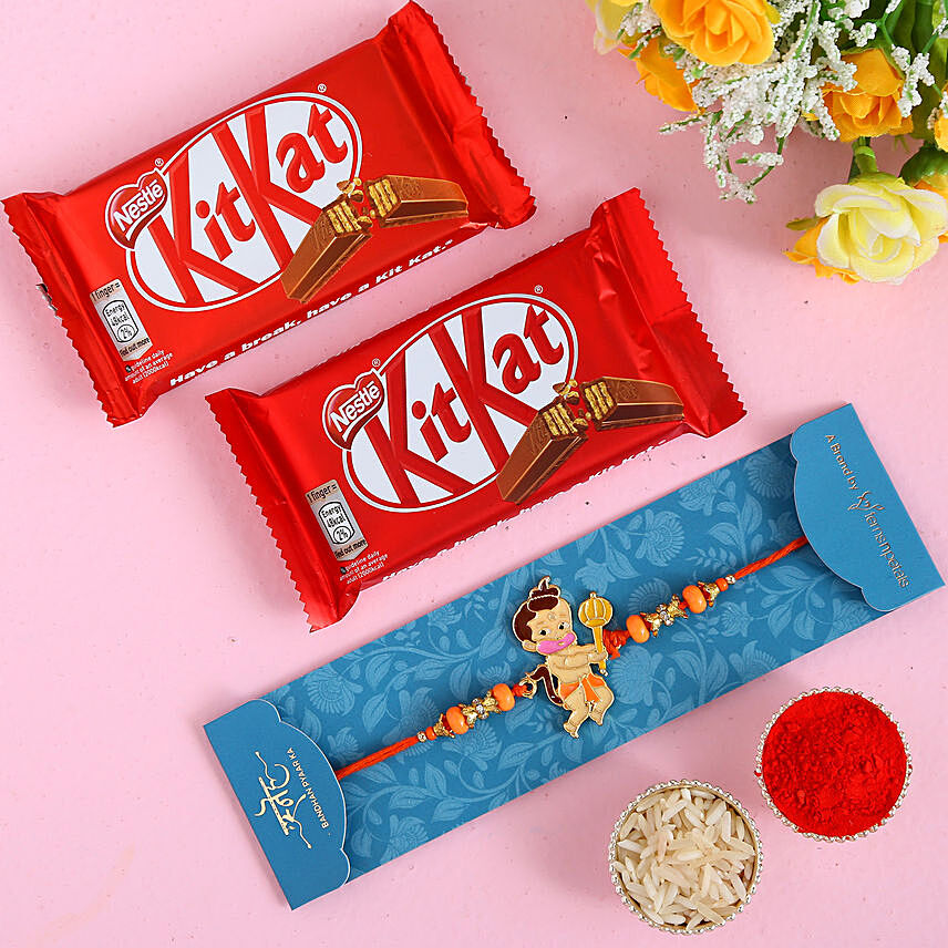 Bal Hanuman Kids Rakhi And 2 Pcs Of Kitkat