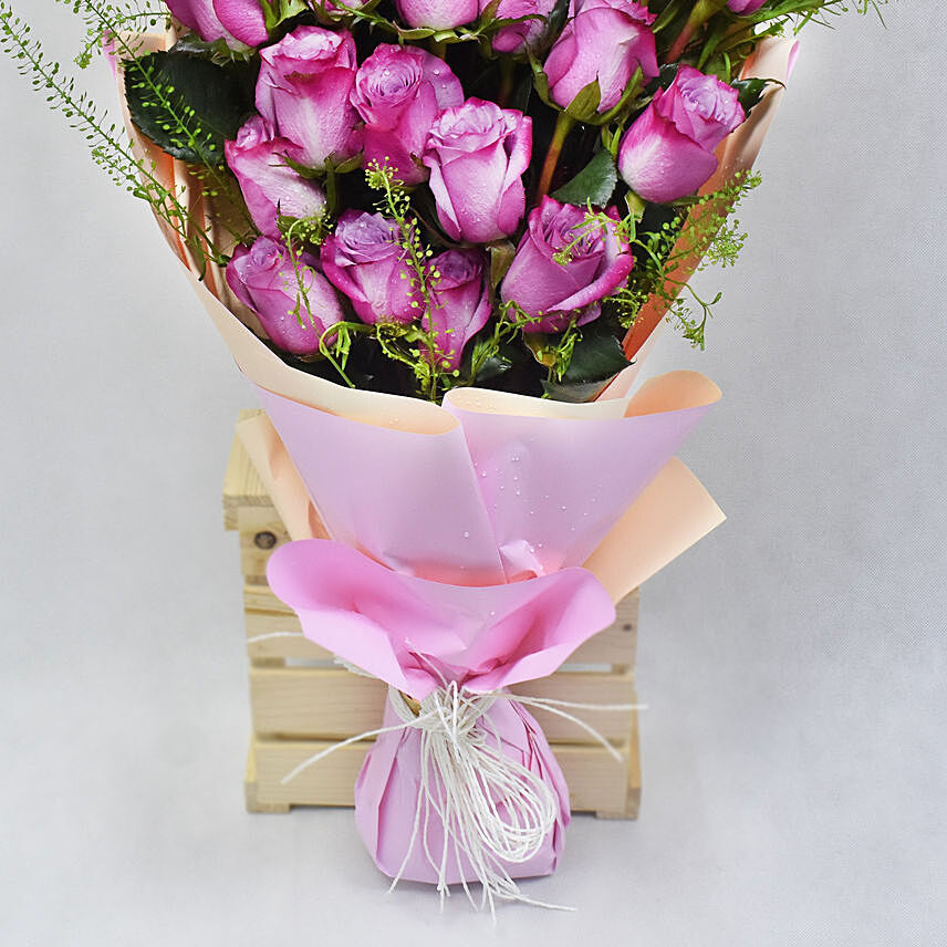 Online Grand Bouqet of Purple Roses Gift Delivery in UAE - FNP