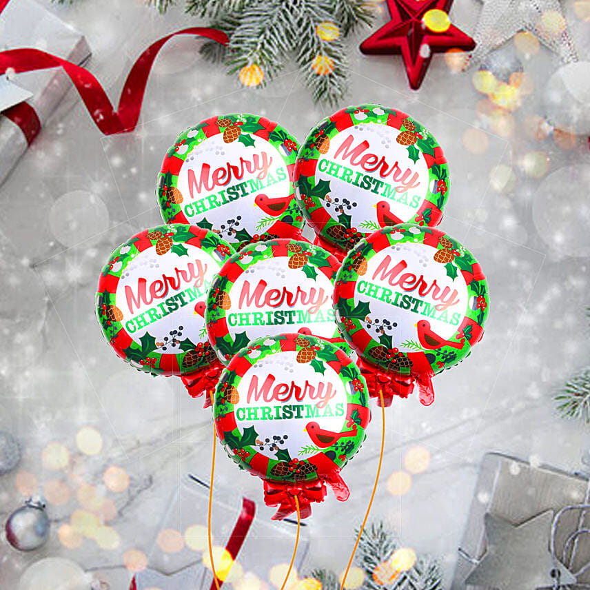 Set of 6 Merry Christmas Balloons