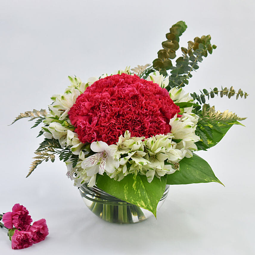 Carnations and Peruvian Lily Arrangement