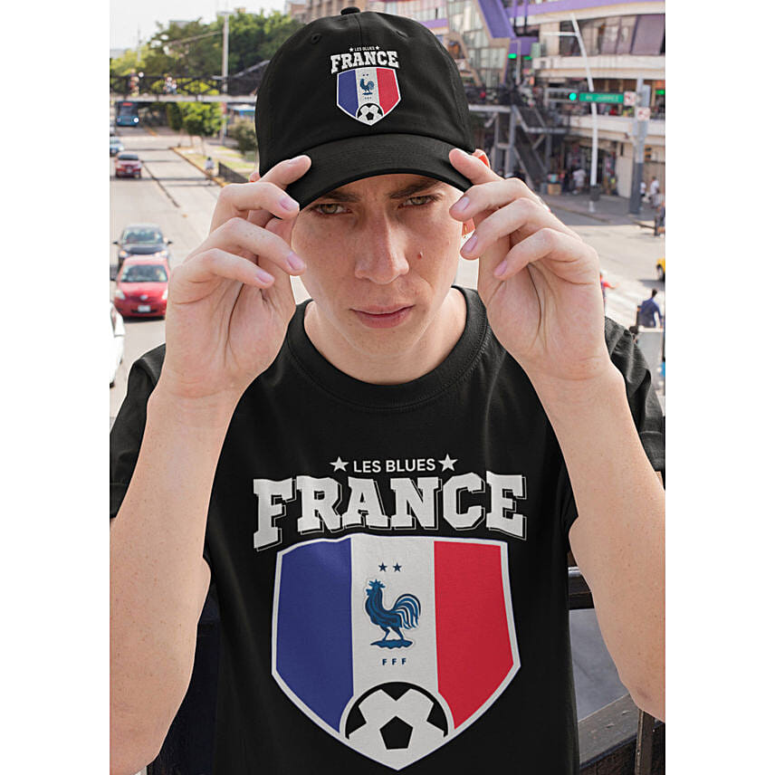 Unisex Soccer T Shirt and Cap Combo France L