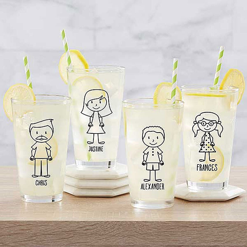 Set of 4 Personalised Juice Glasses