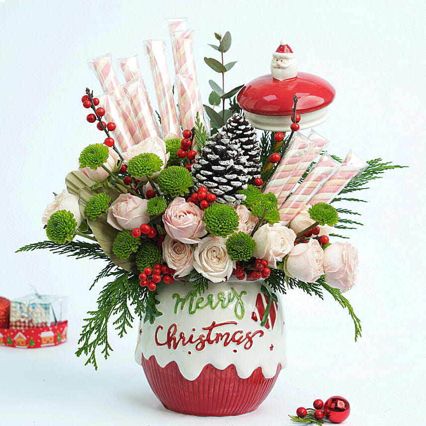 Merry Christmas Flowers and Marshmallows