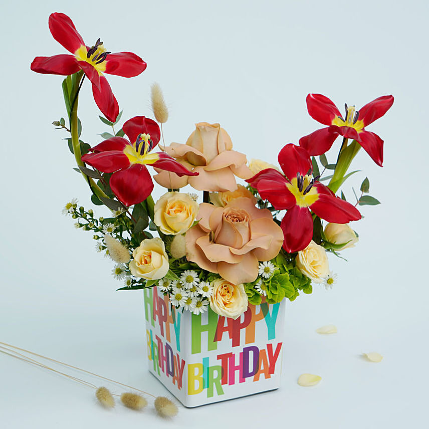 Birthday Colours Flower Arrangment