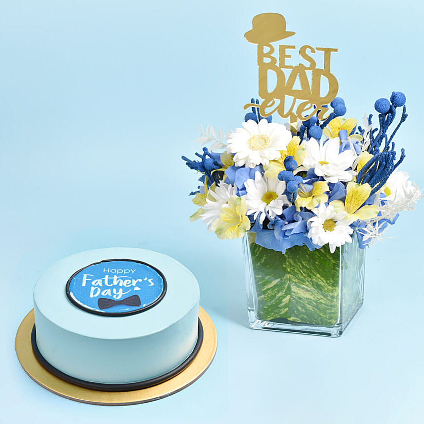 Best Dad Ever Flowers with Cake