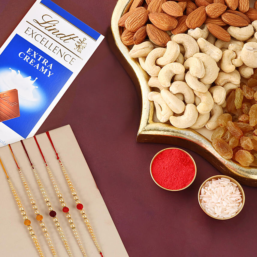 Sneh Radiant Pearls Rakhi Set & Tasty Treats