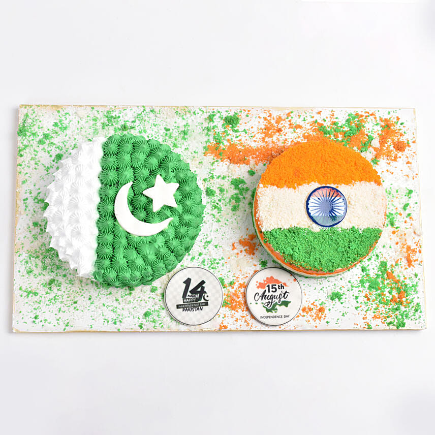 Indian And Pakistani Flag Cake Combo 4 Portion