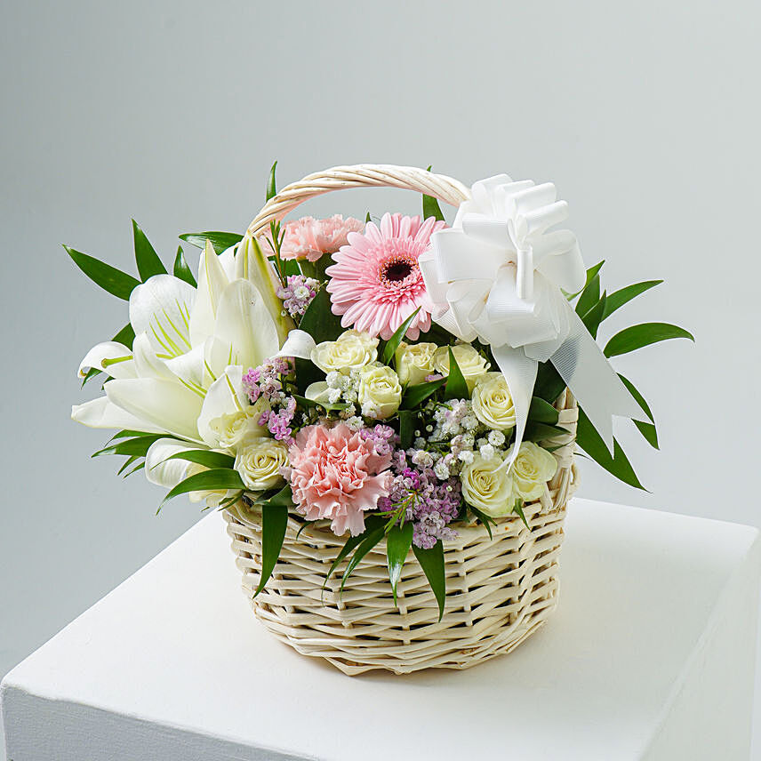 Online Basket Arrangement Of Gorgeous Flowers Gift Delivery in UAE - FNP