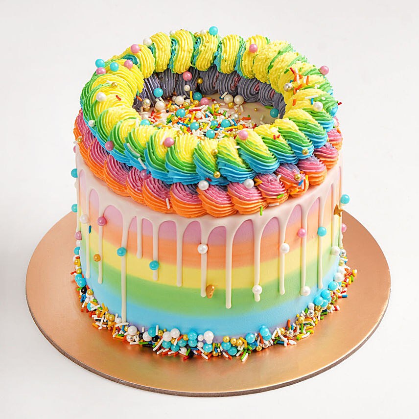 Exquisite Vanilla Rainbow Cake 12 Portion