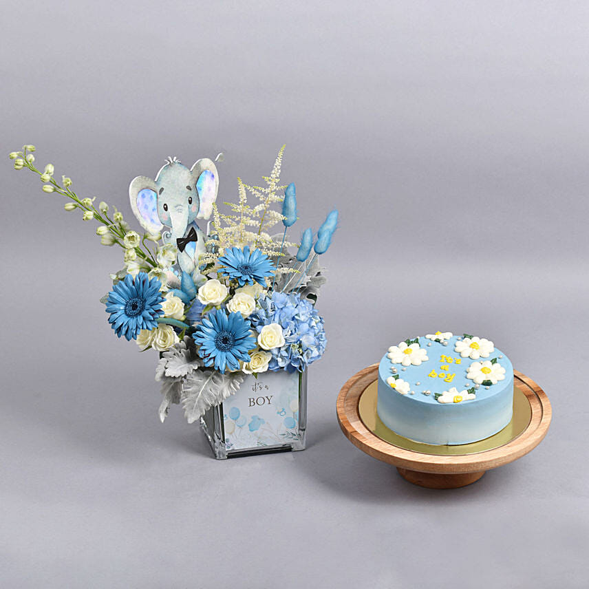 Its a Boy Flowers with Cake