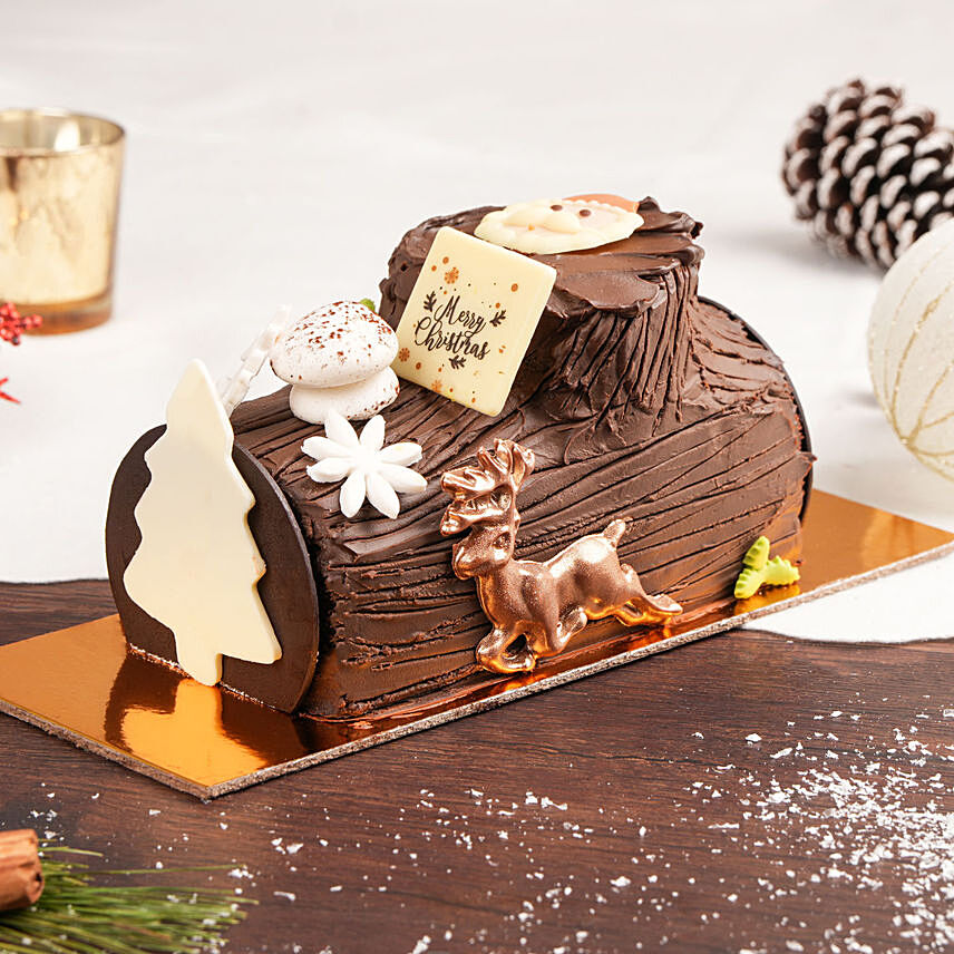 Merry Christmas Vanilla Log Cake 4 Portion