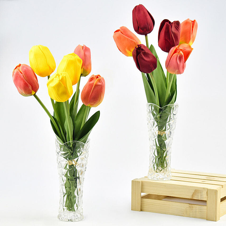 Set of Artifical Tulips in Vase