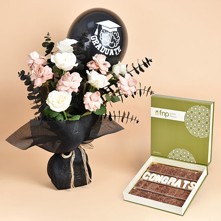 Celebrate Graduation Flowers Bouquet and Chocolates