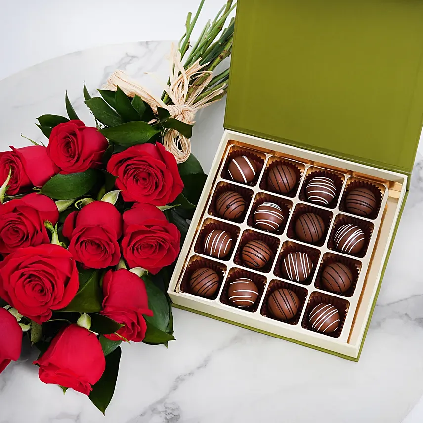 Chocolates n Hand Tied Red Rose Bouquet