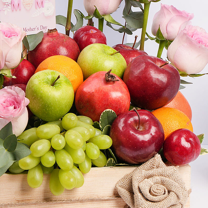 Online Fruits And Flowers Tray For Moms Love Gift Delivery in UAE - FNP