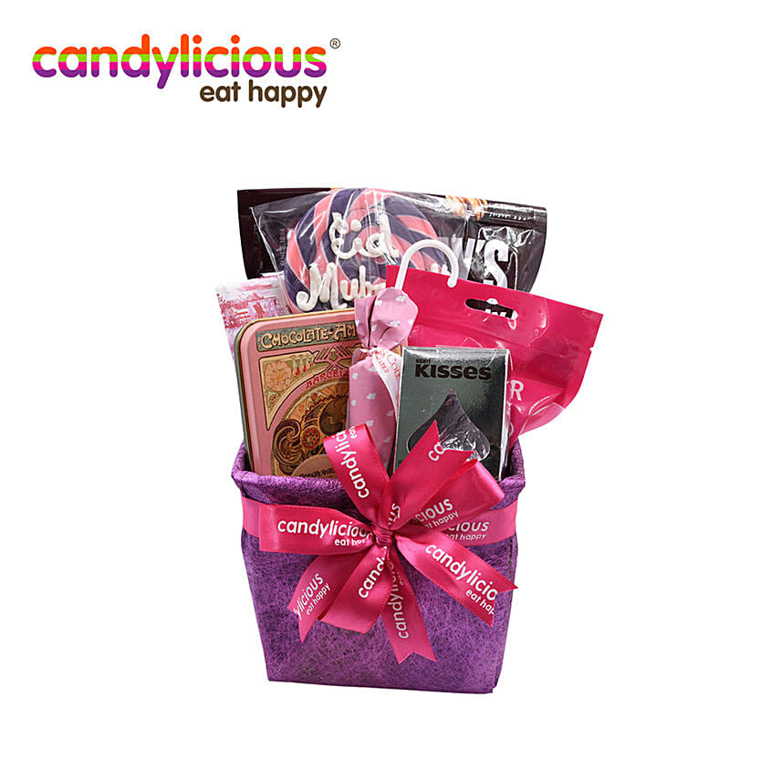 Candylicious Eid 24 Purple Basket Hamper