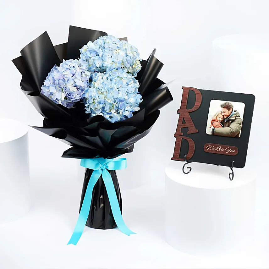 Hydrangea Bouquet With Dad Photo Frame