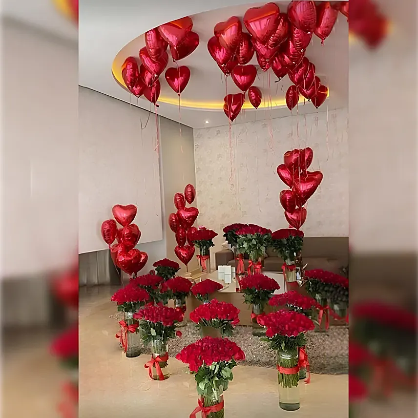 Room Full of Roses and Balloons