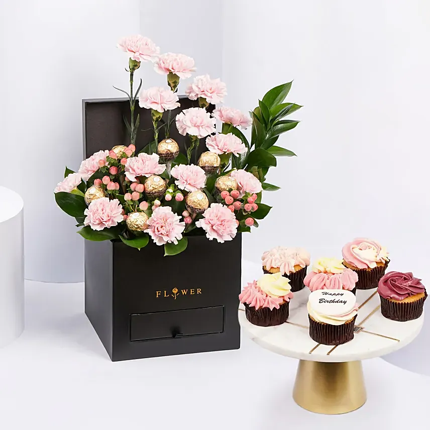 Affairs of Hearts Arrangement With 6 Cup Cakes