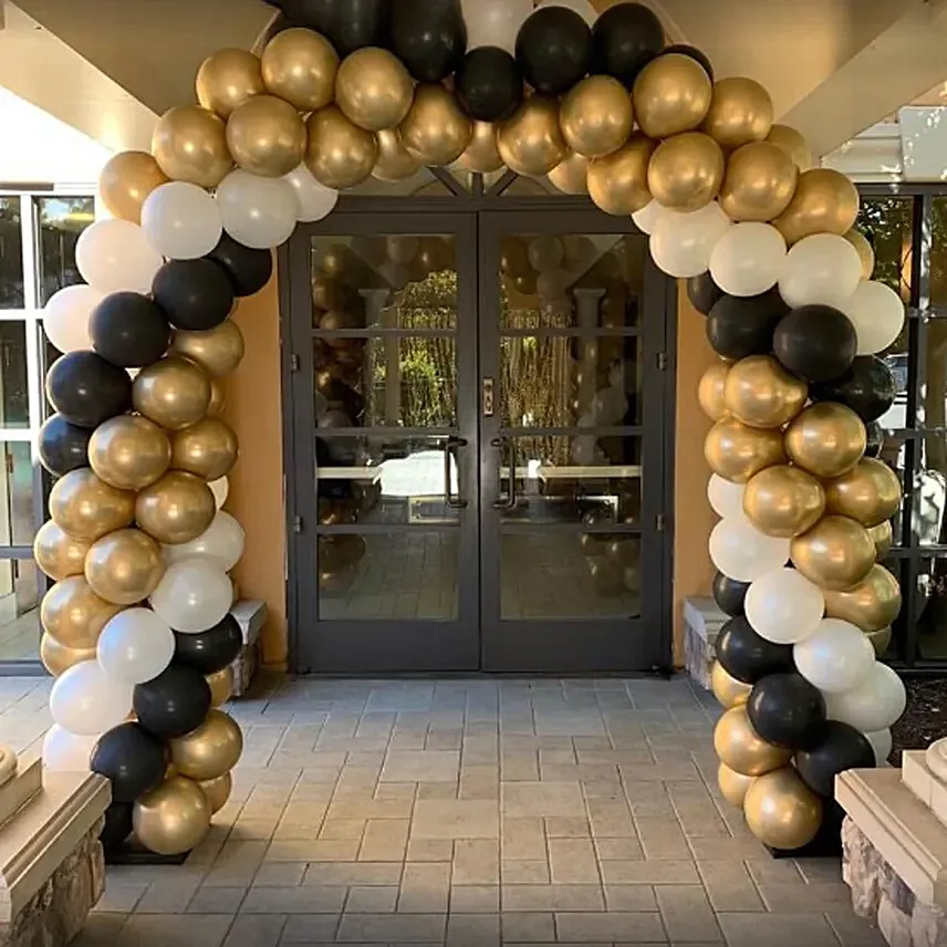 Gold Black and White Balloon Arch