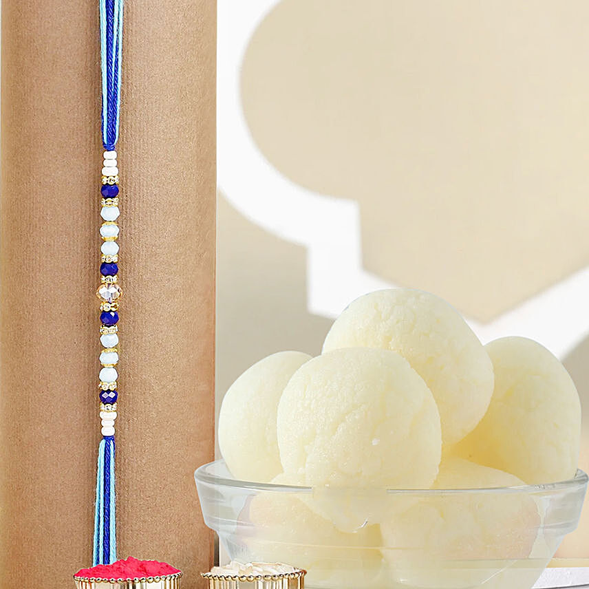 Beads of Bond Blue Rakhi N Rasgulla