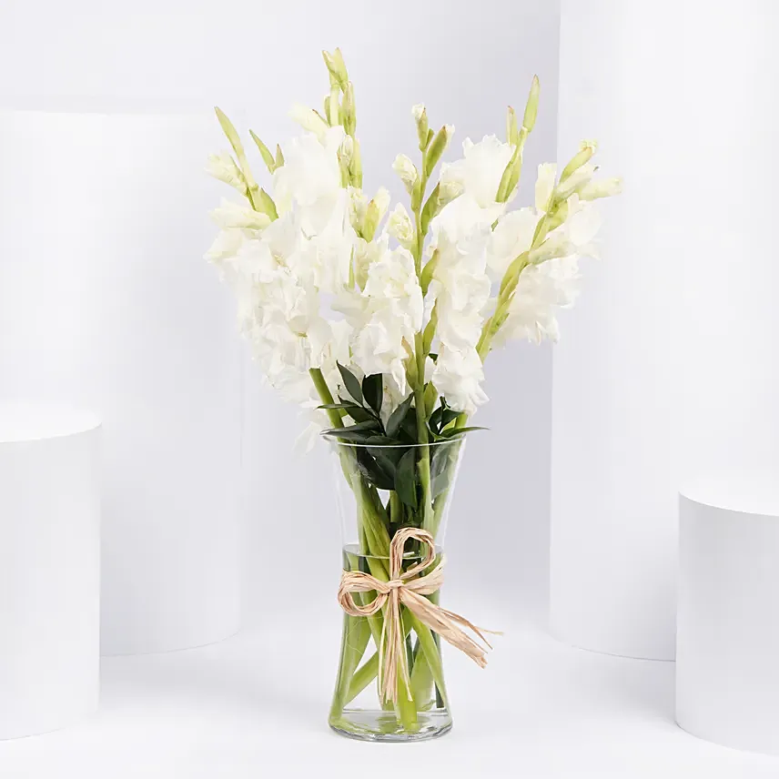 Blissful White Gladiolus Arrangement