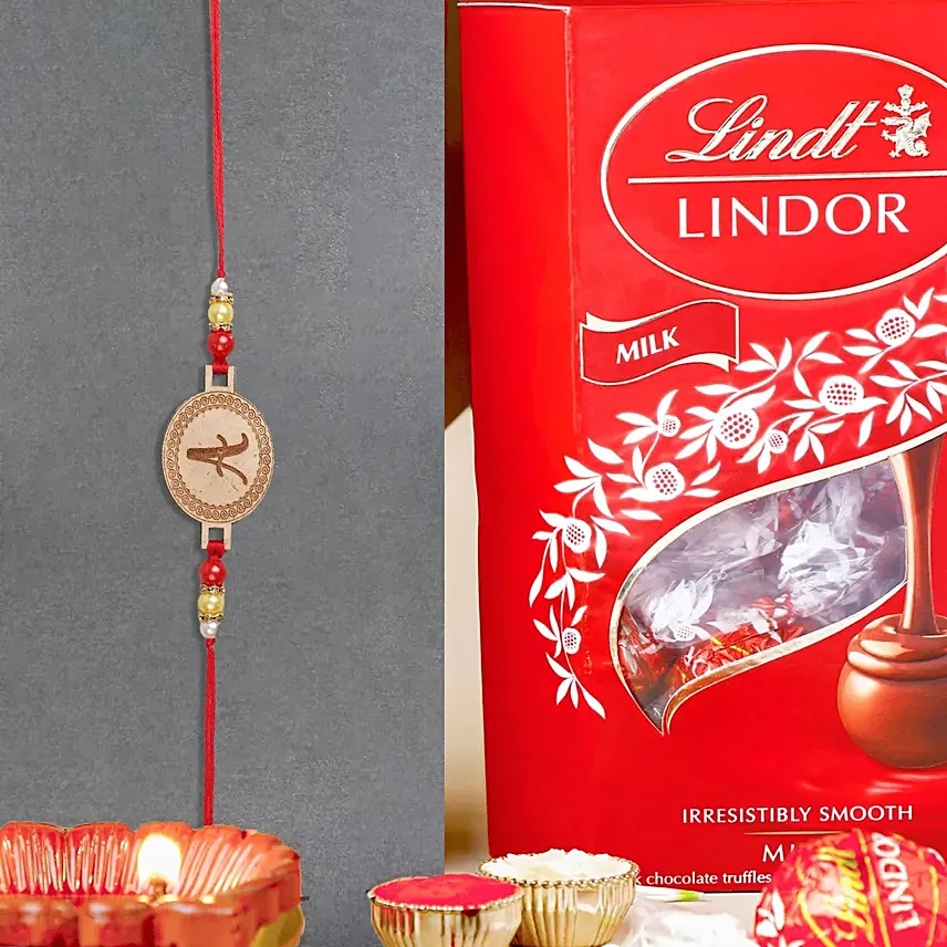 Sneh Personalised Small Oval Shaped Rakhi N Lindt