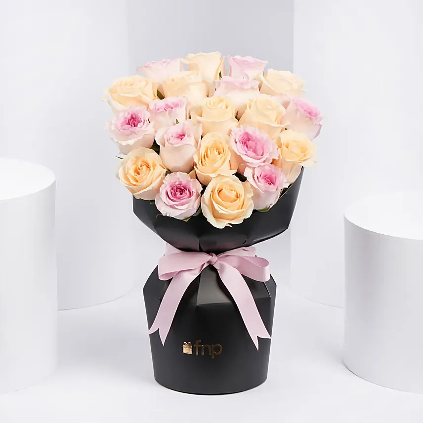 Peach and Pink Roses Sleeve Bouquet