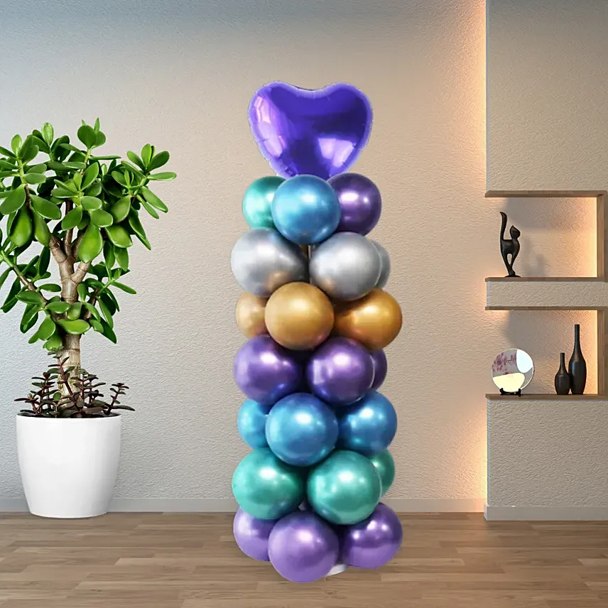 Multicolor Chrome Balloons Pillar