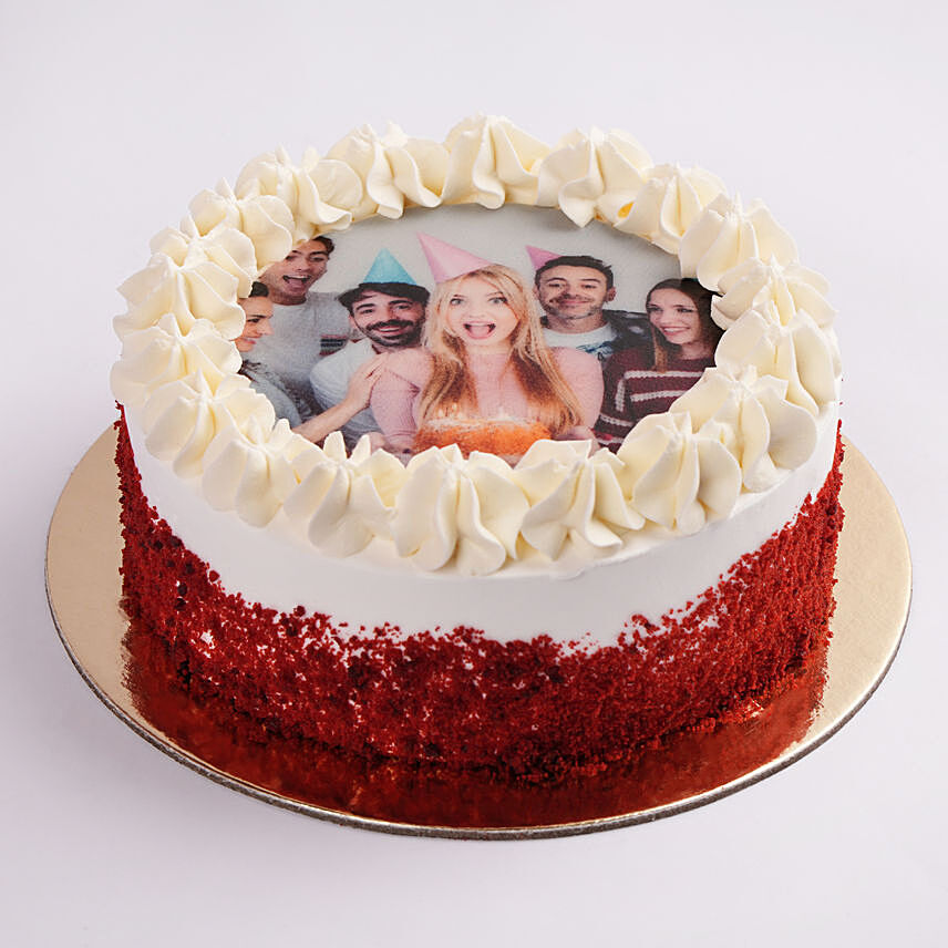 Red Velvet Photo Cake For Birthday One kg