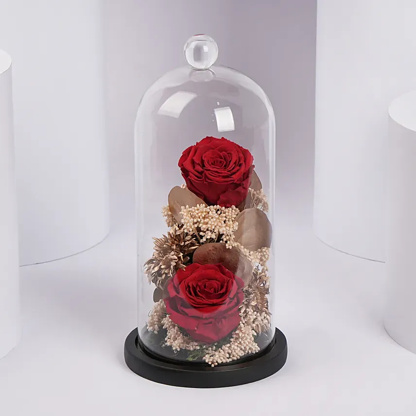 Red Eternal Rose In A Glass Dome