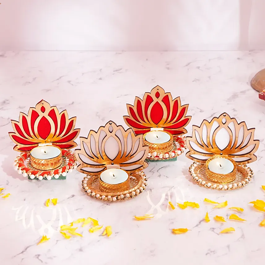 Set of 4 Lotus Diya