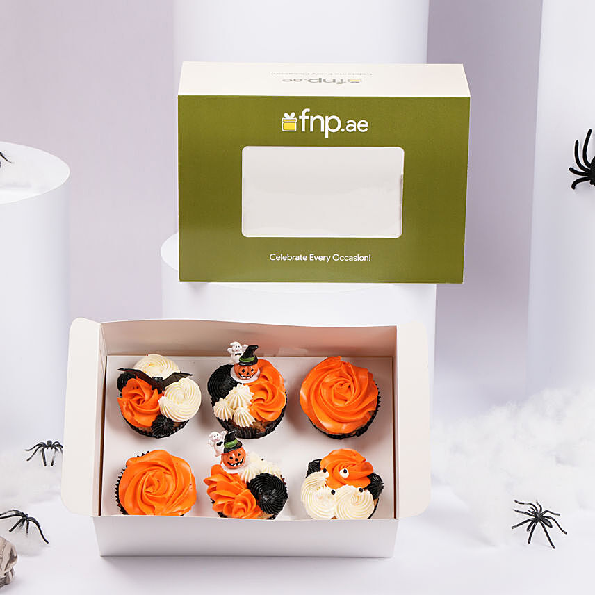 Orange Pumpkin Halloween Cupcakes