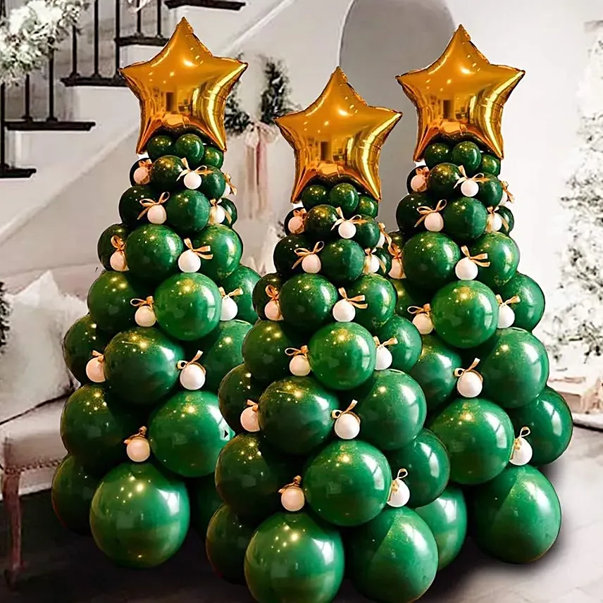 Christmas Tree Shape Balloons Decoration 3 Pcs