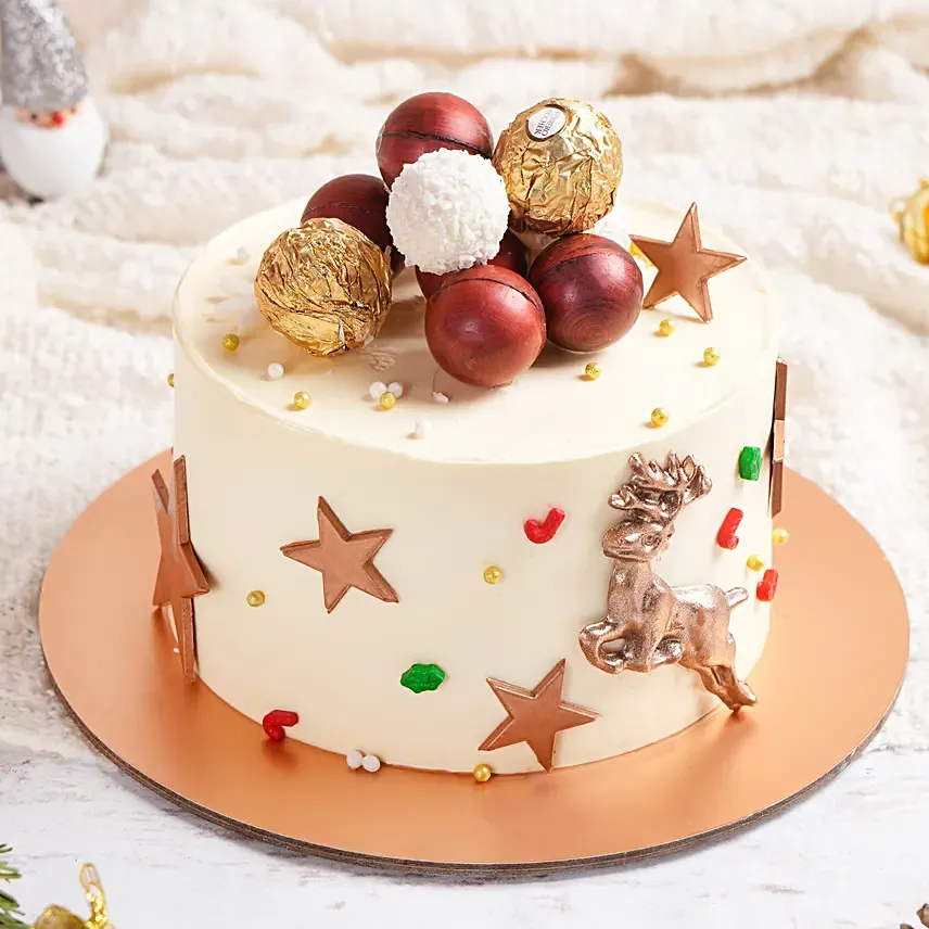 Golden Christmas Celebration Cake