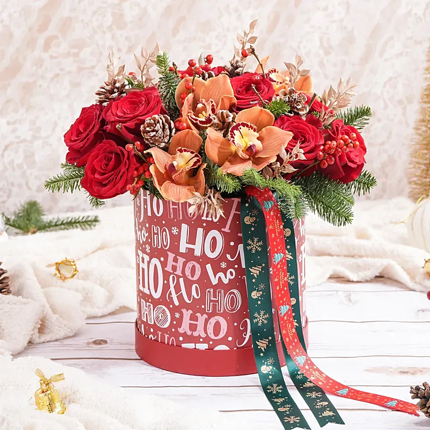 Cybidium And Roses Holidays Celebration Flower Box