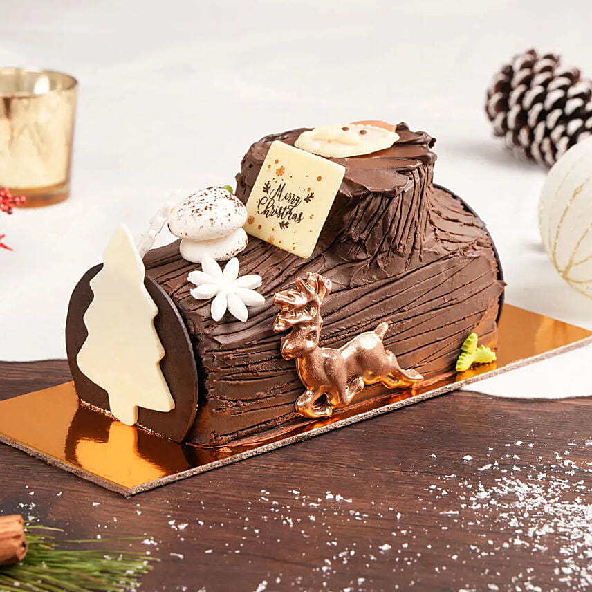 Decorative Chocolate Log Cake 4 Portion