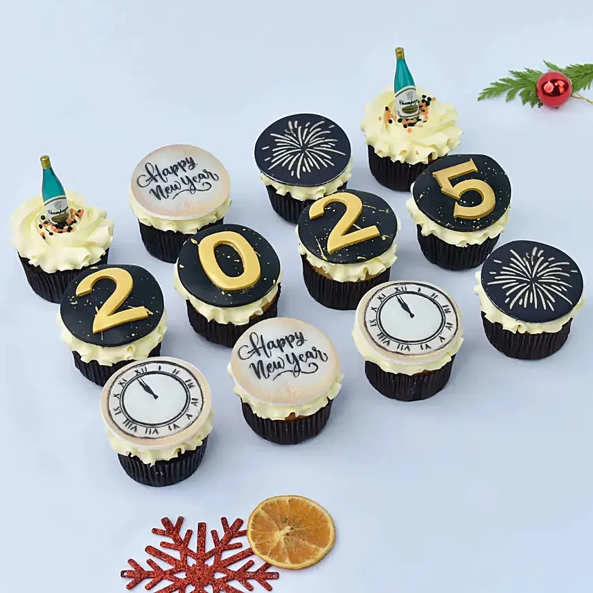 Happy New Year Cup Cakes 12 Pcs