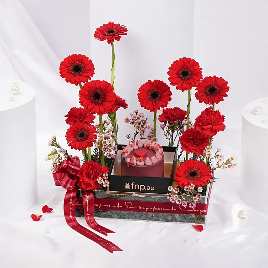 Valentines Flowers and Cake Tray