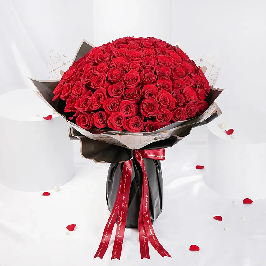 Forever Yours 111 Red Roses Valentines Bouquet