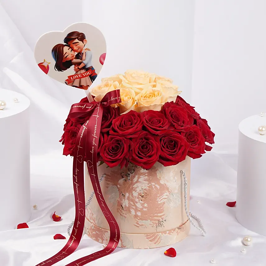 Peach & Passion Valentine Roses Arrangement