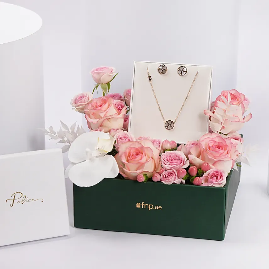 Mother of Pearl Floral Jewellery Set Gift Tray For Her