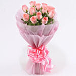 Impressive 12 Pink Roses Bouquet