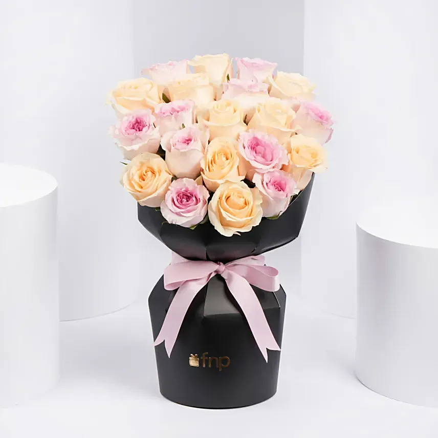 Peach And Pink Roses Sleeve Bouquet