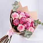 6 Purple And 6 Pink Roses Bouquet