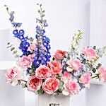 Garden Roses and Delphinium Arrangement