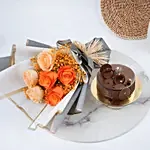 Chocolate Fudge Cake And Roses Bundle