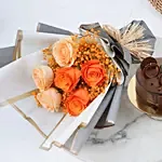 Chocolate Fudge Cake And Roses Bundle