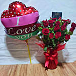 2 dz Roses Vase with Balloon